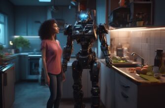 Женщина с роботом на кухне олицетворяет, какова может быть семья сегодня