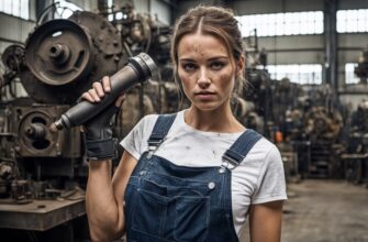 Девушка в рабочем цеху не чувствует кризис экономики